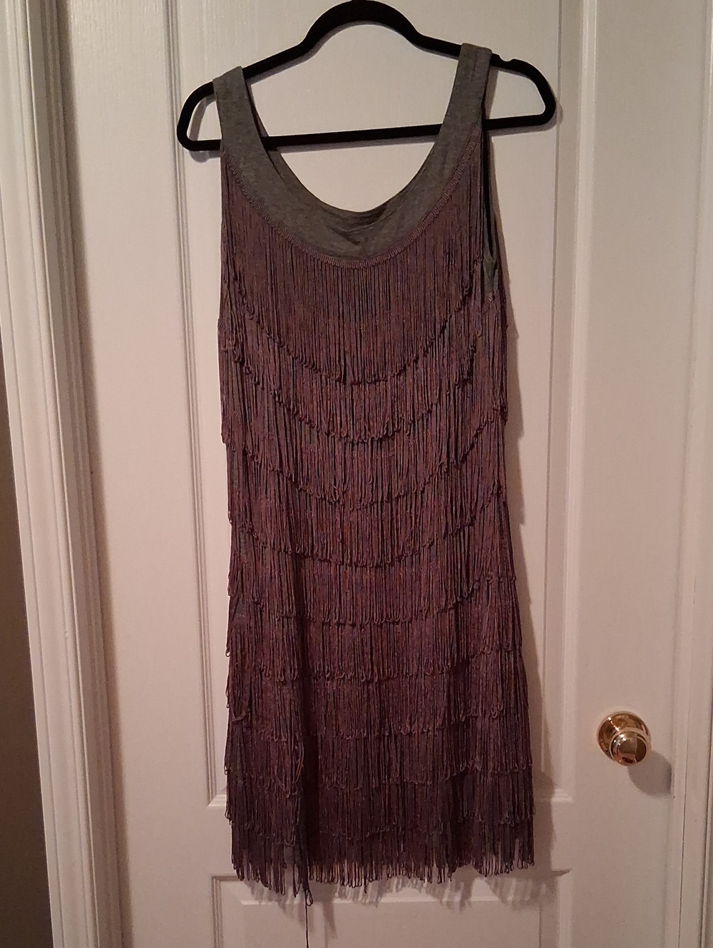 Grey Fringe Mini Dress